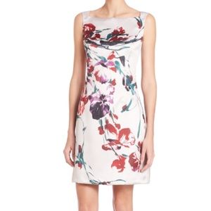 Kay Unger Multicolor Floral Ottoman Sheath Dress